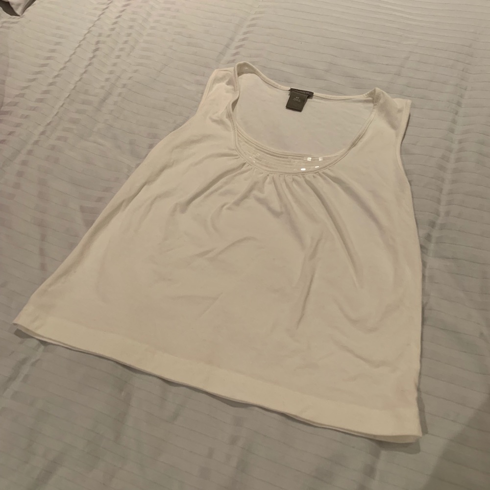 White sequin sleeveless tank top